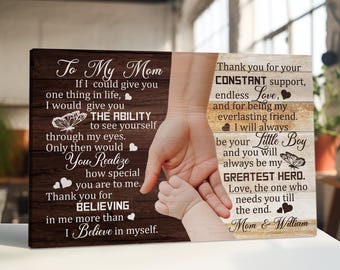 Rustikale Leinwand 'To My Mom', Geschenk für Muttertag