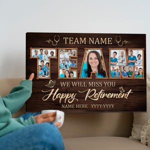 Personalized TEAM Photo Collage Canvas – Nurse/Doctor Retirement Gift