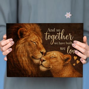Lion Couple Canvas Print: Romantic Animal Wall Art image 5