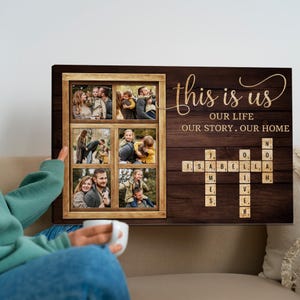 Personalized Family Name Canvas - Custom Family Scrabble Wall Art - Crossword Scrabble Family Gift - Name Puzzle Christmas Gift For Parents