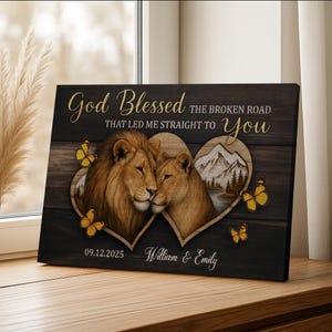 Personalized Lion Couple Canvas | Christian Anniversary Gift