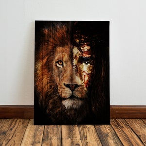 The Lion Of Judah Perfect Combination Canvas - Lion And Jesus Christ Wall Art - Christian Home Decor - God Lover Jesus Picture - God Canvas