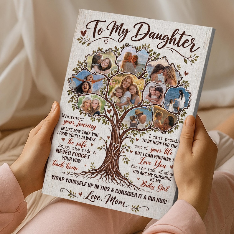 Personalized Daughter Photo Tree Canvas, Mother Daughter Keepsake Wall ...
