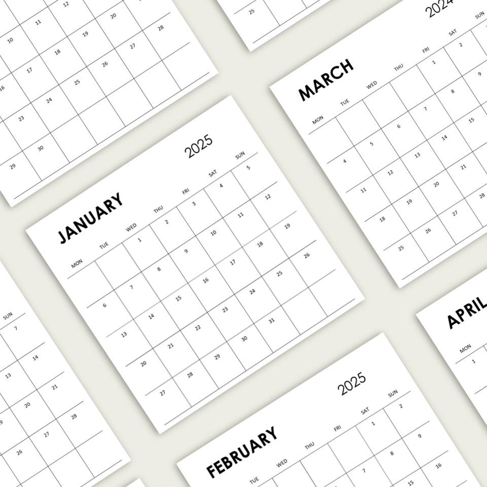 Printable Mini Calendar 2025 | Mini Calendar 2025 | 3 X 3 - Etsy