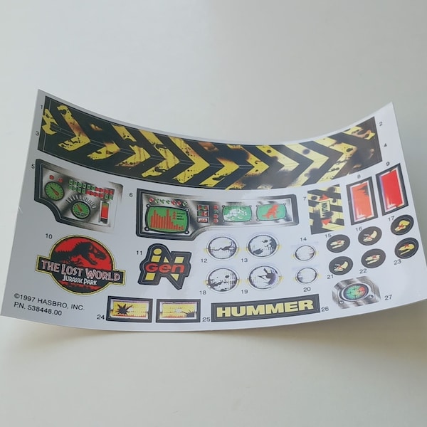 Jurassic Park Humvee '97 custom stickers/labels/decals on gloss vinyl DIE CUT