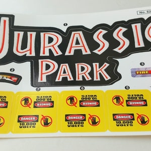 Jurassic Park Raptor Attack custom stickers/labels/decals on gloss vinyl DIE CUT