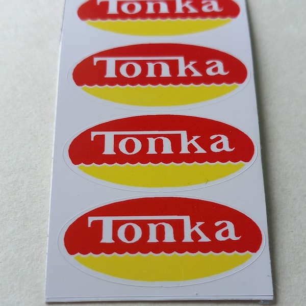 Tonka Truck custom replacement set of 4 stickers/labels/decals on gloss vinyl DIE CUT