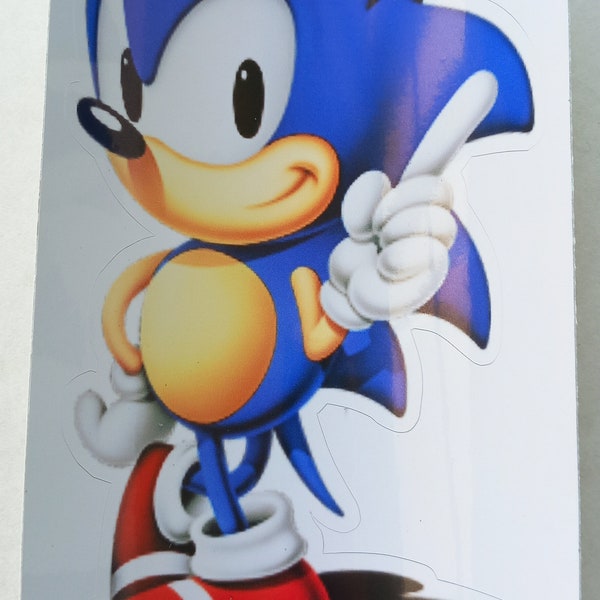 Sonic the Hedgehog Classic 12.5x8cm custom sticker/label/decal on gloss vinyl DIE CUT