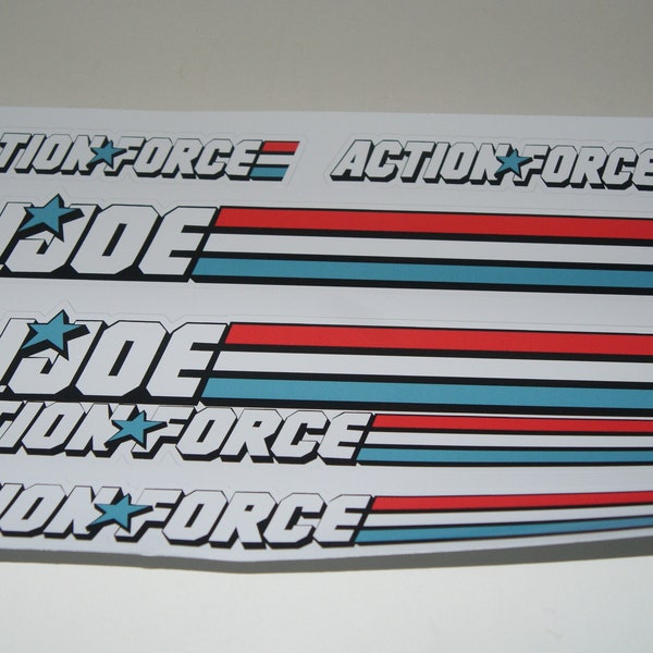 G I Joe Action Force G.I. Joe autocollants/étiquettes/décalcomanies feuille de bandes DIE CUT