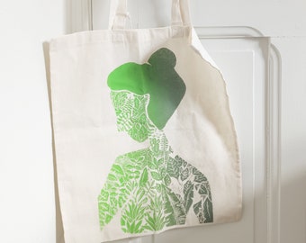 Screen-printed tote bag