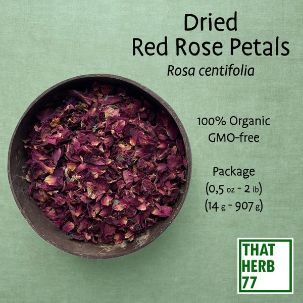 Dried Red Rose Petals [Rosa centifolia] | Best quality | 100% Organic, GMO-free | Package (1oz to 32oz) (28-907 g)