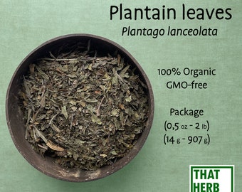 Dried Plantain leaves [Plantago lanceolata] | Best Quality | 100% Organic, GMO-free | Package (1oz to 32oz) (28-907 g)