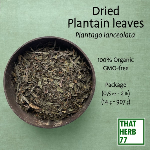 Dried Plantain leaves [Plantago lanceolata] | Best Quality | 100% Organic, GMO-free | Package (1oz to 32oz) (28-907 g)