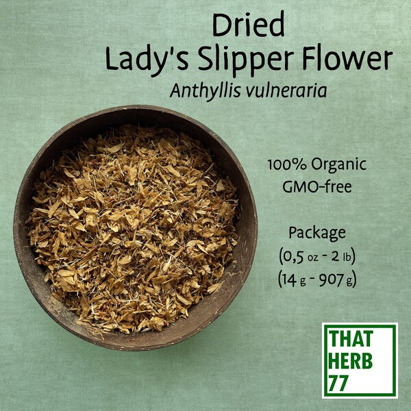 Dried Lady's Slipper flower (Anthyllis vulneraria) | Kidney Vetch | Best Quality | 100% Organic | Herbal Tea | Sustainably Sourced | Non-GMO
