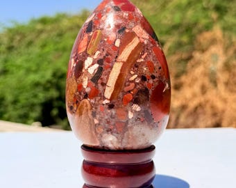 Conglomerate Stone Egg | Polished Pebble Jasper Crystal Decor