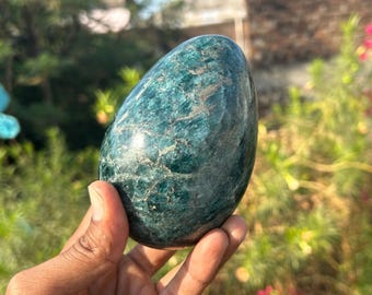 Blue Apatite Stone Egg: Healing Crystal, Meditation Decor (80 MM)