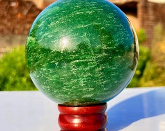 Green Kyanite Sphere Crystal | Polished Heart Chakra Gemstone Decor
