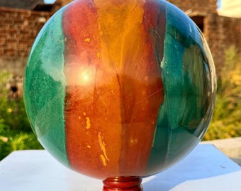 Large Fancy Jasper Sphere | Multicolor Earth Tone Healing Crystal Ball, Polished Decor