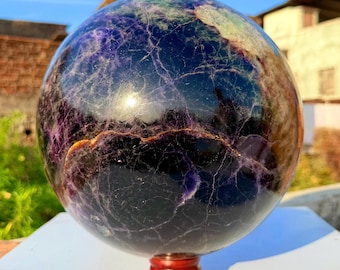 Large Multi Fluorite Sphere – Natural Rainbow Crystal Ball, Healing Energy Orb