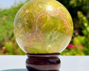 Large Green Nephrite Jade Sphere: Crystal Healing Decor (100MM)