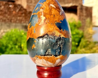 Golden Healer Quartz Hematite Egg | Polished Crystal Decor Stone