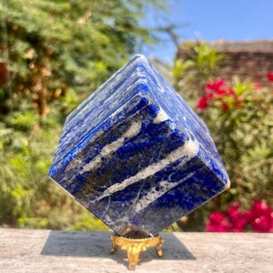 75 MM-Great Looking Natural Blue Lapis Lazuli Four Faceted cube