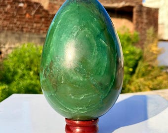 Large Green Jade Egg | Natural Jade Crystal Egg | Polished Green Jade Stone | Healing Crystal Egg | Prosperity Luck Stone Decor