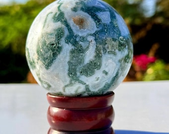 Moss Agate Sphere Reiki Meditation Crystal