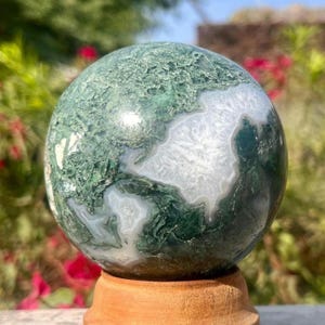 Natural Moss Agate Crystal Sphere 75 M M- Perfect Gift for Crystal Enthusiasts