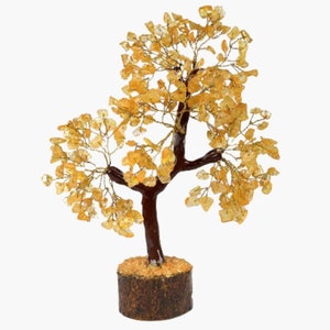 300 chips Citrine Gemstone Tree: Fengshui Bonsai Tree Design with Natural Crystals, Perfect for Prosperity,and Tree Home Decor