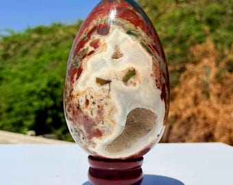 Large Moss Agate Druzy Egg (165 MM, 2.3 Kg): Metaphysical Crystal