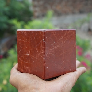 Red Jasper Cube 80 MM -Earthy Natural Stone Mineral-Red Jasper Stone Protection Square Cube