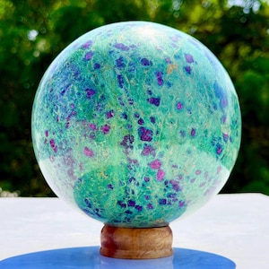 Natural Ruby Fuchsite Sphere – Large Healing Crystal Ball for Love, Meditation, Décor