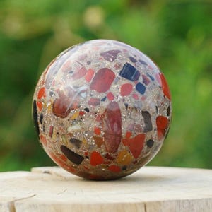 70MM Natural Amazing Red Conglomerate Stone Healing Metaphysical Meditation Power Spirit Power Sphere