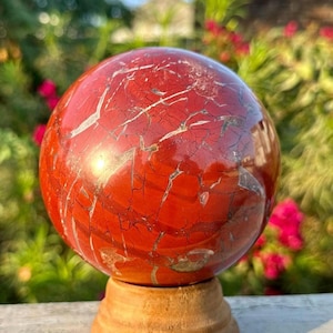 Radiant Red Jasper Sphere - Crystal Healing Gift - Large 120MM