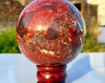 Red Jasper Hematite Sphere | Polished Grounding Crystal Stone Ball