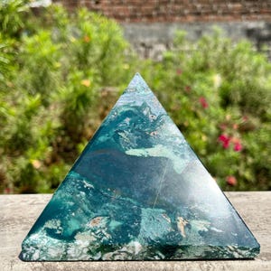 Erstaunliche 125 MM Grüner Moosachat Pyramide | Obelisk | Metaphysisch| Schenken |