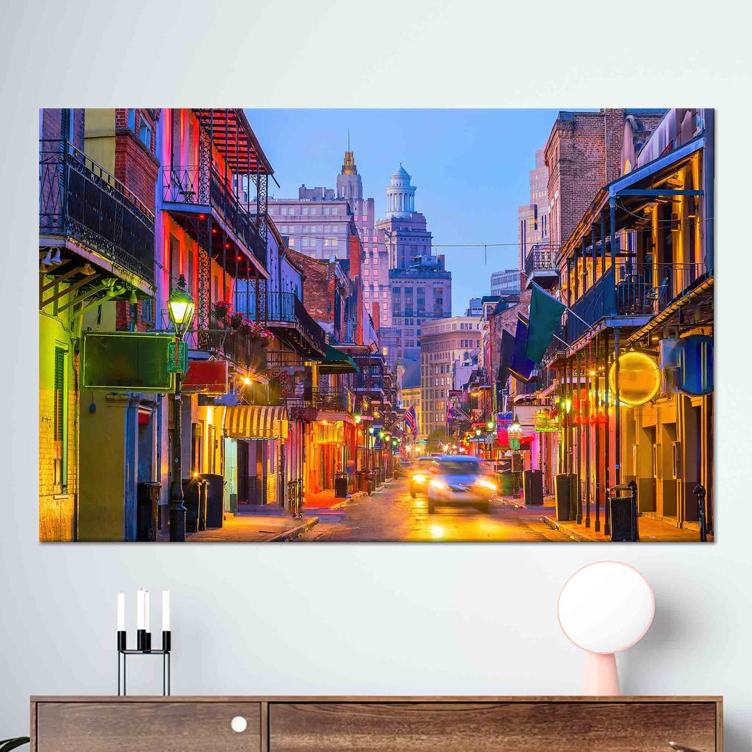 New Orleans City Louisiana State Flag Vintage Canvas Print Brown Picture  Frame Home Decor Wall Art Gifts - 19x27 