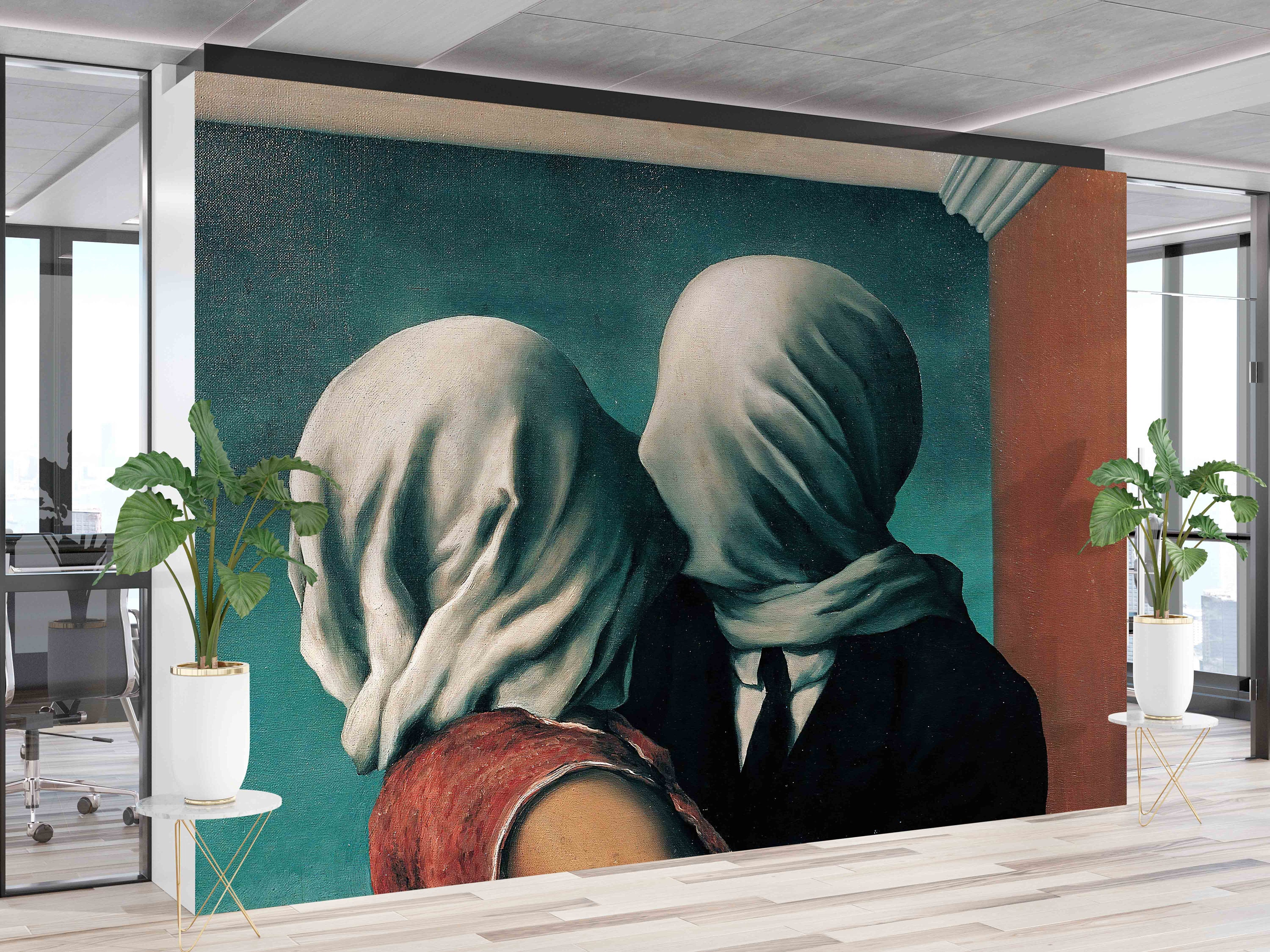 3d Wall Paper Rene Magritte the Lovers Bright Wall Paper Etsy Norway