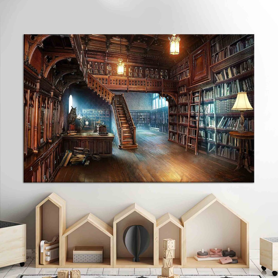 Canvas Decor Library Photo Print Gift for Him Canvas - Etsy