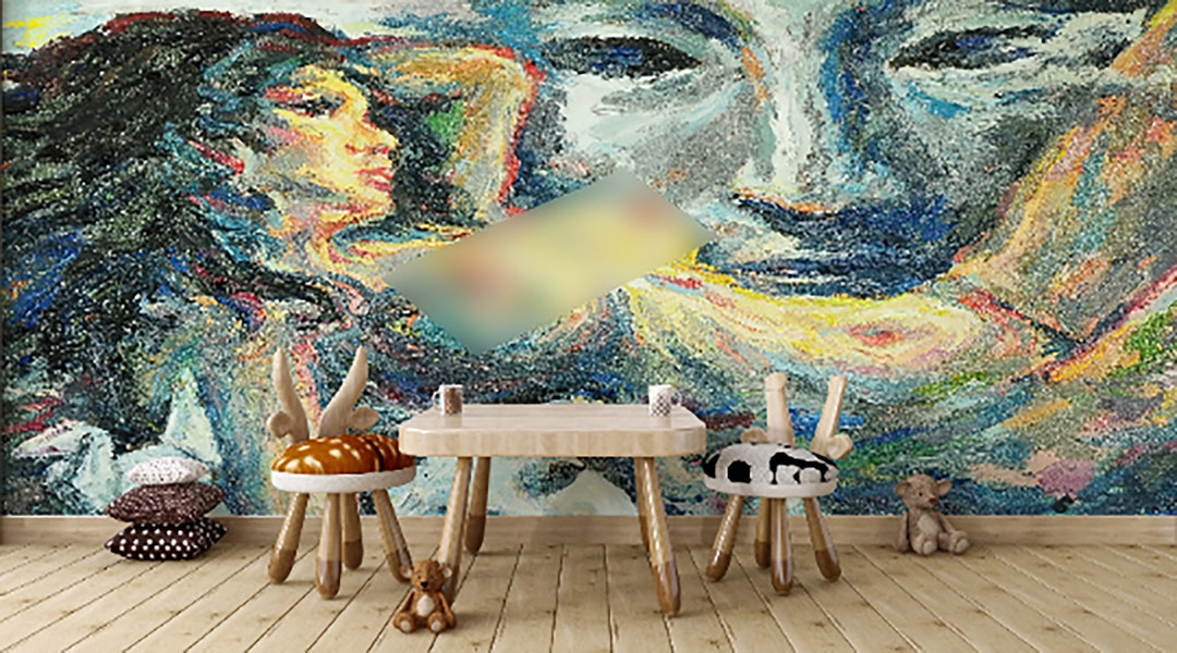 Man Watching Naked Woman Bright Wall Paper Modern Wall - Etsy