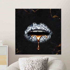  Inktuitive Lips 'Money Talks' Canvas Art, Liquid Gold  Motivational Wall Prints, Inspirational Décor for Bedroom, Makeup Room &  Business Office