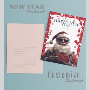 Cartão postal do Papai Noel, cartão de felicitações de Natal, cartão postal de Ano Novo, arte vintage do Papai Noel, ideia de presente de Natal, cartão postal personalizado