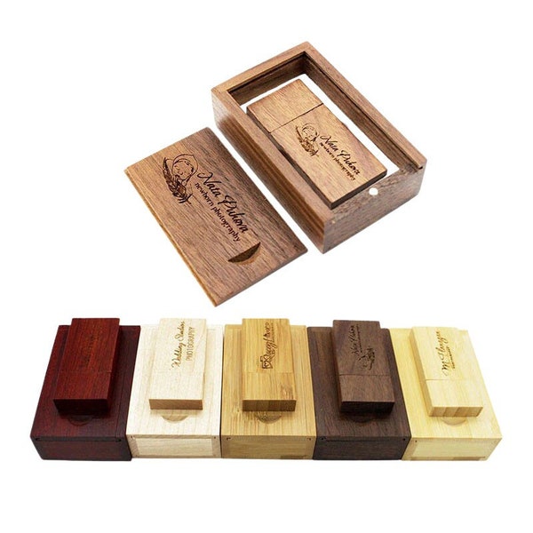 USB Stick Personalised with Real Wood, Engraving, Gift Idea, Christmas, Birthday, Gift for Her, Gift for Him, Wedding Gift