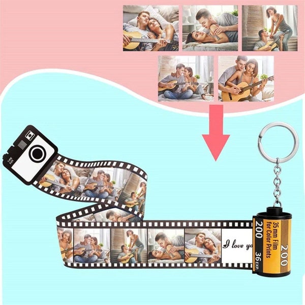 Schlüsselanhänger personalisiert Bilder Fotos Film Rolle, Geschenk Idee, Weihnachten, Geburtstag, Geschenk für Sie Ihn, Hochzeit Geschenk