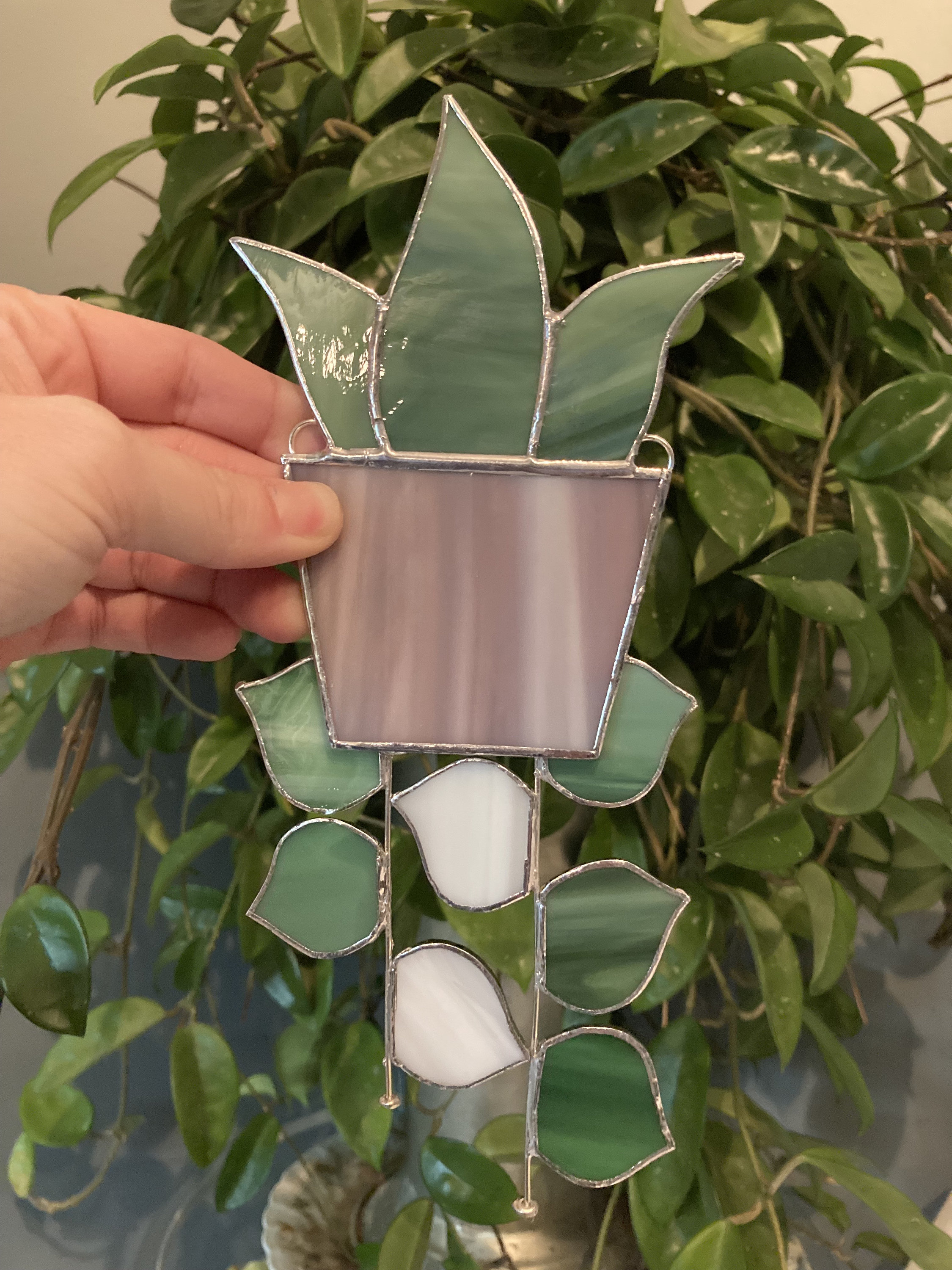 Hanging Succulent Planter Stained Glass Suncatcher Gift for Etsy