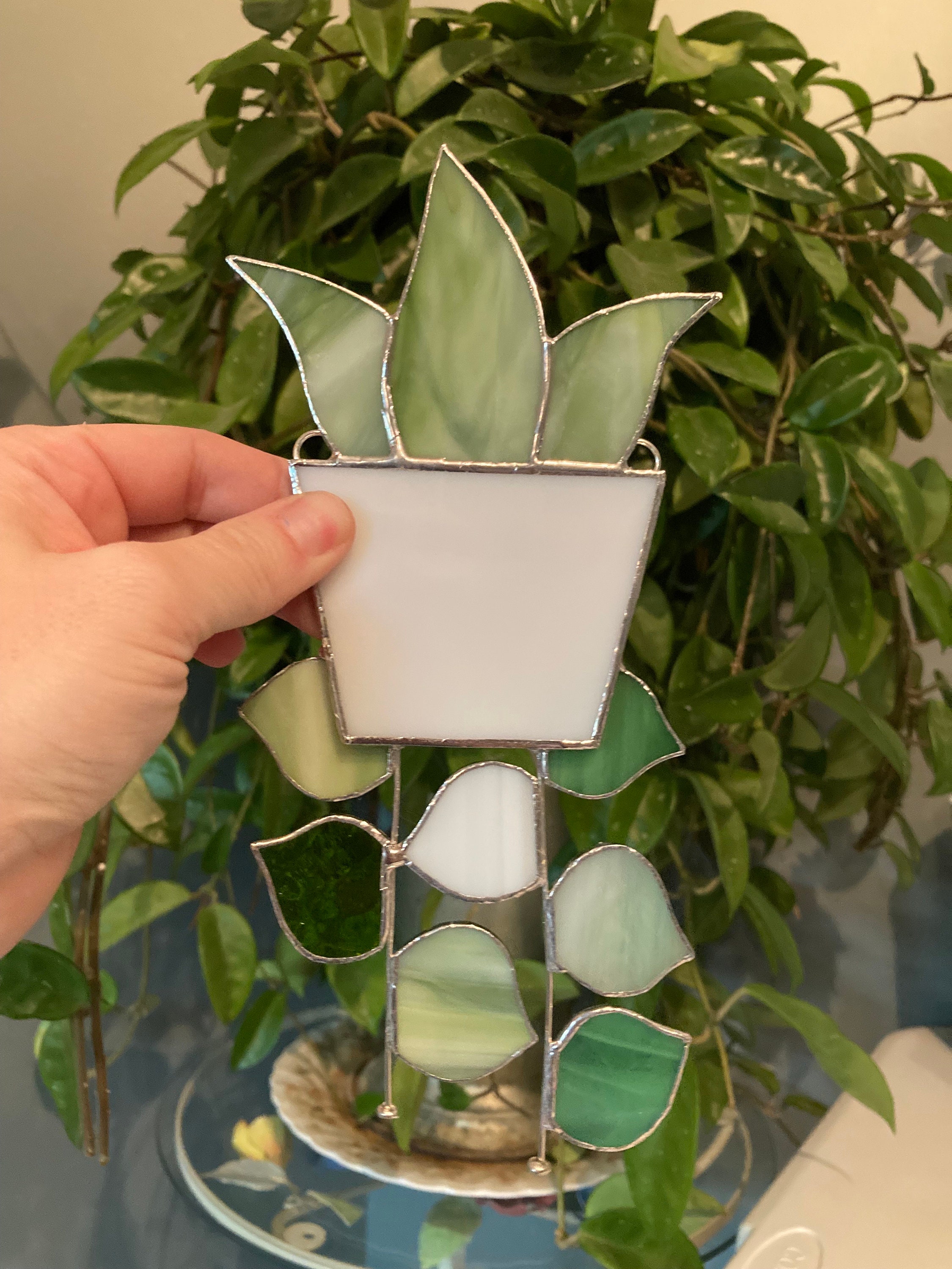 Hanging Succulent Planter Stained Glass Suncatcher Gift for Etsy