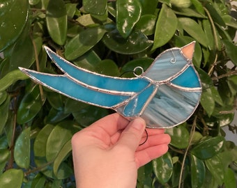 Bird Stain Glass Window Hanging Suncatcher, Glass Art Bird, Flying Bird Suncatcher Window Hanging