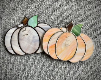 Stained Glass Pumpkin Window Hanging Fall Halloween Decor, Window Hangings, Stain Glass Suncatcher