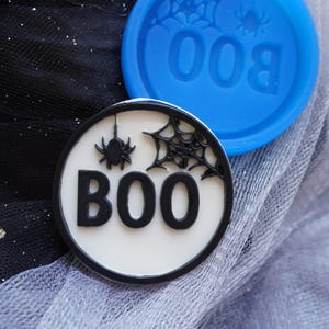 BOO Spider Web Silicone Mold for Resin, Fondant, Chocolate, Soap – Halloween 5 cm
